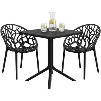 CLP Avara Tuinset met 2 Stoelen - Moderne Balkonset - Weerbestendig Stapelbare Tuinstoelen - Terras & Balkon - zwart