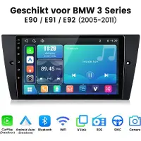 Junsun Linux Systeem Autoradio Geschikt voor BMW 3er E90 E91 E92 318i - Draadloos Carplay & Andriod Auto - 9 Inch HD TouchScreen - Bluetooth - GPS navigatie - WiFi - FM - RDS- Airplay