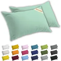 Markenlos Set van 2 kussenslopen, 50 x 70 cm, gemaakt van 100% katoenen jersey, gecertificeerd volgens , met een veilige ritsluiting
