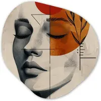 MuchoWow Organische wanddecoratie 60x60 cm - Organisch schilderij Gezicht - Cirkels - Kunst - Modern - Muurdecoratie woonkamer - Kamer decoratie - Schilderijen - Muurcirkel aesthetic