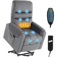 HOMCOM Multifunctionele elektrische relaxfauteuil - Fluweel (100% polyester) - 79 x 97 x 103 cm - Donkergrijs
