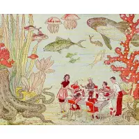 IXXI Octopus's Garden, Extrovisions - 100 x 80 cm - Gratis ophangtool - Grote wanddecoratie en posters - Speels, Illustraties, Kleurrijk, Vintage