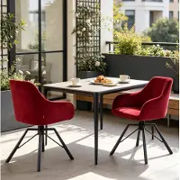 STILVORA Eetkamerstoel - 58,5 cm - Draaibaar Met Armleuningen En Zachte Rugleuning - Voor Eetkamer En Keuken - Velvet - Wijnrood