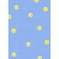 IXXI Smileys Blauw, Stadse Spruiten | door Miek illustreert - 100 x 140 cm - Grote wanddecoratie en posters - Modern, Speels, Kinderkamer, Gezichten