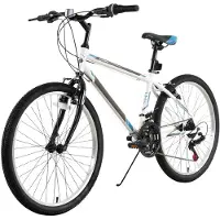 Happiq Mountainbike – Voor volwassenen, heren en dames – 24/26 inch (61/66 cm), 21 snelheden, koolstofstaal frame, sport-MTB – White-26 Inch-21
