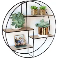 Vali Wandrek Rond - Wandplank - Wandrek Rond Industrieel - Zwart - 55cm x 11cm x 55cm