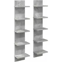 vidaXL Wandplank 2 st Betongrijs 22 x 15 x 100 cm Bewerkt hout