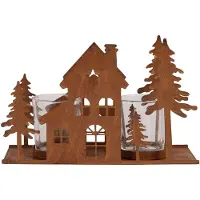 Clayre & Eef Waxinelichthouder Huis 20x8x12 cm Bruin Metaal