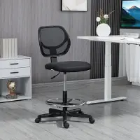 HAUSS SPOLE Bureaustoel - Ergonomische Draaistoel - Zonder Armleuningen Met Mesh Rugleuning En Verstelbare Voetsteun - Voor Kantoor En Sta Bureau - Zwart