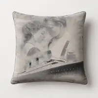 Unique living - 2 stuks - kussenhoes - sierkussenhoes -grijs - zwart - Titanic - Leonardo DiCaprio - Kate Winslet - film - 45 x 45 cm - rits