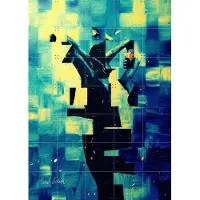 IXXI Abstract Girl, Vineet Suresh - 100 x 140 cm - Grote wanddecoratie en posters - Kleurrijk, Digitale Kunst, Kwaststreken, Modern, Geometrische