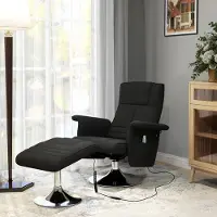 STILVORA Massagestoel 78 x 95 x 88 cm - Draaibaar Met 8-Punts Vibratiemassage En 135 Graden Ligstand - Voor Woonkamer - Stof Zwart