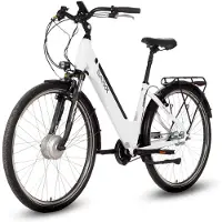 Saxxx Comfort Plus 4.0 - 26 inch elektrische stadsfiets - actieradius tot 90 km - 95% voorgemonteerd - voorwielmotor - 36V 418Wh accu - Shimano 7-speed naafversnelling - LCD-display - Wit glanzend