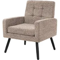 ML-Design | Fauteuil met armleuningen 66,5 x 80 x 63,5 cm, stalen frame/geweven structuur, bruin, relaxfauteuil, leesfauteuil, gestoffeerde fauteuil, tv-fauteuil voor de woonkamer