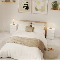 STILVORA Nachttafel Set Van 2 Met 3 Laden - Modern Voor Slaapkamer En Woonkamer - MDF Wit - 40 x 30 x 59,5 Cm
