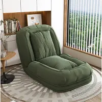 OKWISH Zitzak Klapbaar Ergonomisch Sofa Bed 180 X 90 X 26 Cm 5 Voudig Verstelbaar Met 2 Kussens Voor Woonkamer Slaapkamer Groen Stof