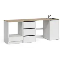 Vicco Keukenonderkast Viktor Wit/Artisanaal eiken met wastafel en kraan, Model 63448