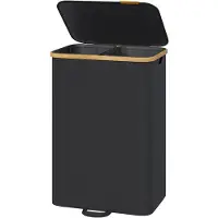 Songmics - Wasmand - Wasmand met Deksel - 2 Compartimenten - Uitneembare Waszak - 150 Liter Capaciteit