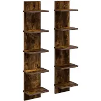 vidaXL Wandplank 2 st Gerookt eiken 22 x 15 x 100 cm Bewerkt hout