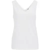 We fashion - Dames jersey singlet met opengewerkte structuur - Regular fit - Wit - Maat: L