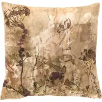 Dutch decor LINDE - kussenhoes 45x45 cm - botanisch motief - Fennel Seed - bruin, goud - met rits - zonder binnenkussen