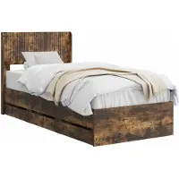 vidaXL bedframe met opbergruimte en hoofdeinde, gerookt eikenhout