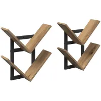 vidaXL Wandzwevend Plank 2 st Artisanaal eiken 43 x 15 x 47 cm