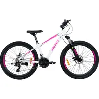 DaviBikes Bella – Mountainbike – 26 inch – 21 versnellingen – Aluminium frame – Schijfremmen – Voorvork met vering – Shimano – Wit/Roze