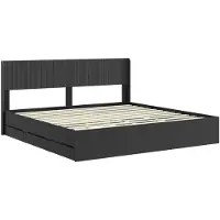 vidaXL Bedframe met opbergruimte en hoofdeinde, zwart, 200 x 200 cm