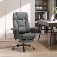 STILVORA Bureaustoel 68 x 80 x 120-126 cm - Ergonomisch Met 150 Graden Ligfunctie En Uitschuifbare Voetsteun - Voor Kantoor En Thuiswerkplek - Kunstleer Grijs