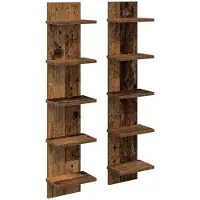 vidaXL Wandplank 2 st Oud hout 22 x 15 x 100 cm Bewerkt hout