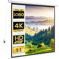 HOMCOM projectiescherm - kunststof - 195x8x182cm - wit
