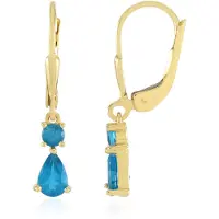 Cavill - Neon Blauwe Apatiet Oorbellen - 925 Sterling Zilver - 18K Goud Verguld - 0,86 ct Braziliaanse Edelsteen - Peervorm & Rond - Elegant & Modern