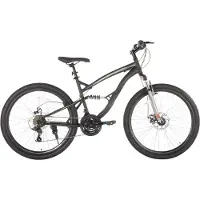 Happiq Mountainbike – Voor heren en dames / volwassenen – 21 versnellingen, volledige vering, dubbele schijfrem – 66 cm, zwart