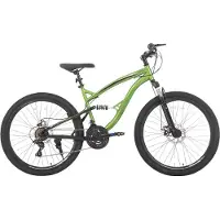 Happiq Mountainbike – Voor heren en dames – Volledig geveerd / 21 versnellingen / dubbele schijfremfiets – Groen / 66 cm