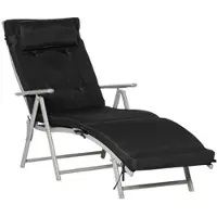 STILVORA Fauteuil 137 x 63,5 x 100,5 cm - Opvouwbare Strandligstoel Met 7 Standen En Kussen - Voor Tuin Balkon En Camping - Metaal Zwart