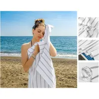 Famanu – Set van 2 strandlakens van katoen, 100 x 180 cm, dubbelzijdig, absorberend en sneldrogend, gemaakt in Italië