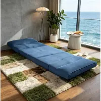 OKWISH Relaxfauteuil - Verstelbare Bodemstoel 70 x 72 x 56 cm - Met 5 Standen van 90 tot 180 Graden - Voor Ontspannen In Woonkamer of Slaapkamer - Polyester - Blauw