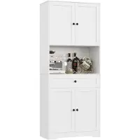 Happiq Keukenkast – Voor keukenopslag en pantry – Met 4 deuren, lade en verstelbare planken – 180x75x40cm