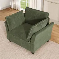 HAUSS SPOLE Fauteuil - Eenzits Relaxstoel - Met Armleuningen En Twee Kussens - Voor Woonkamer, Slaapkamer En Kantoor - Chenille Groen