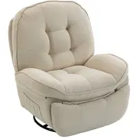 STILVORA Relaxfauteuil 95 x 94 x 104 cm - Draaibaar Met Ligfunctie En Schommelfunctie - Voor Woonkamer En Slaapkamer - Chenille - Crèmewit