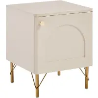 Vente-unique Nachtkastje linkerzijde 1 deur - Beige en Goudkleurig ALOBARA