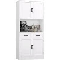 Happiq Keukenkast – Voor keukenopslag en buffet – 4 deuren, 2 laden met werkblad – 180 cm hoog, multifunctioneel