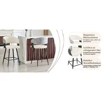OKWISH Barkruk Set Van 2, 94,5 Cm Hoog - Met Rugleuning, Kunstleren Zitting En Metalen Frame - Voor Keuken, Bar En Eiland - Wit