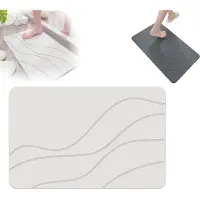 VHV - Badmat - Diatomeeënaarde Steen Badmat - Sneldrogend & Antislip - Absorberend voor Badkamer en Douche - 40 x 30 cm - Wit
