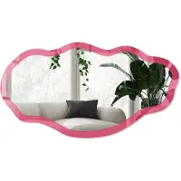 Wallfluent Energie Roze Spiegel - Roze Stijlvolle Wandspiegel - Organische Spiegel - Woonkamer, Kantoor, Slaapkamer - Minimalistisch - 45x90 cm - Totale afmeting 52x97 cm