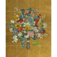 IXXI Vincent's bloemen - goud, Vincent van Gogh (1853 - 1890) & Van Gogh Museum - 80 x 100 cm - Grote wanddecoratie en posters - Olieverf