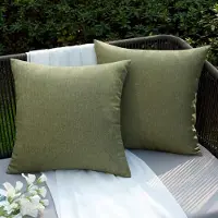 Famanu – Set van 2 waterdichte kussenhoezen voor buiten, 45 x 45 cm, decoratief voor tuin en woonkamer, donkergroen