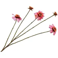 Silk-ka Kunstbloem-Zijden Bloem Zinnia Tak Roze 89 cm Per 2 Stuks
