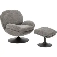 J-Line Chaise longue met voetenbank - stof - donkergrijs